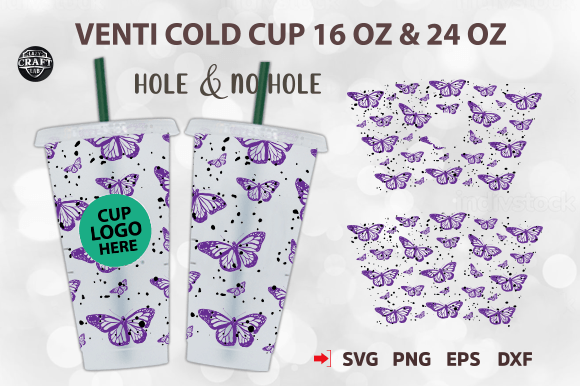 Butterfly Venti Cold Cup 24OZ Wrap SVG: Graphics for Tumbler Wraps