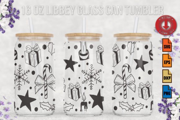 Christmas Gift Boxes SVG 16oz Libbey Gla Crafts Graphics