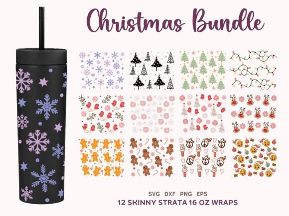 Christmas Skinny Tumbler 16oz Bundle Graphics & Illustrations
