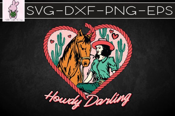 Howdy Darling Cowgirl Valentine Graphics for Crafts