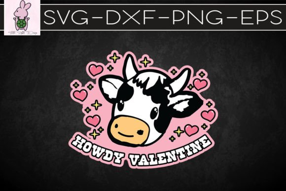 Howdy Valentine Cute Cow Graphics for Crafts