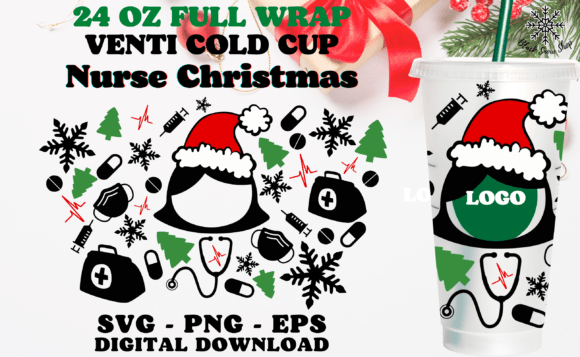 Nurse Christmas Venti Cup: Print Templates & Graphics