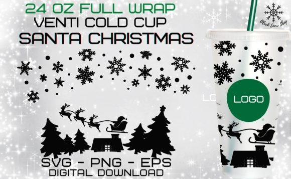 Santa Christmas Venti Cup 24 Oz SVG Graphics